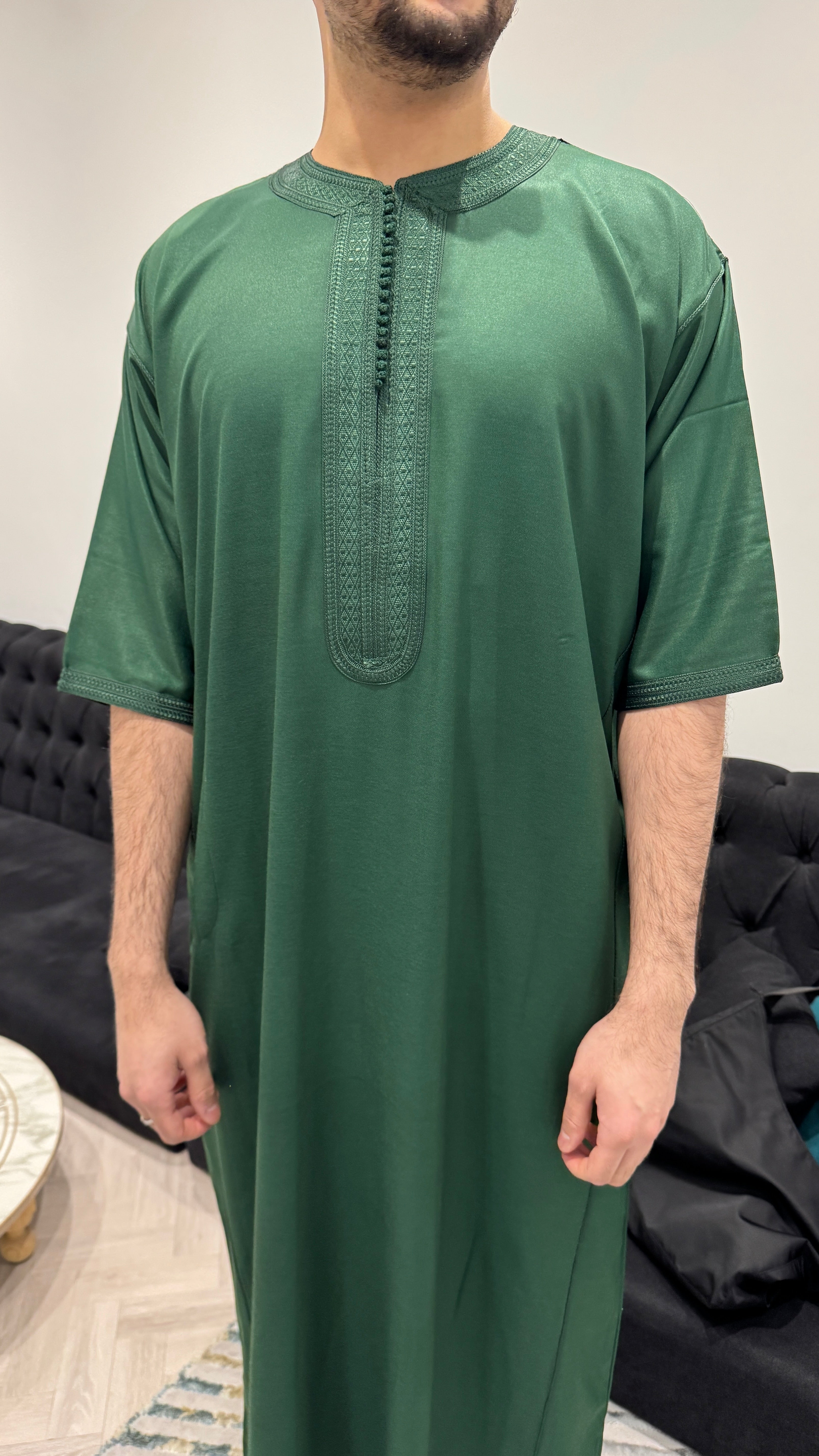 Premium Morrocan Gabardine Half Sleeve gandoura with zip!