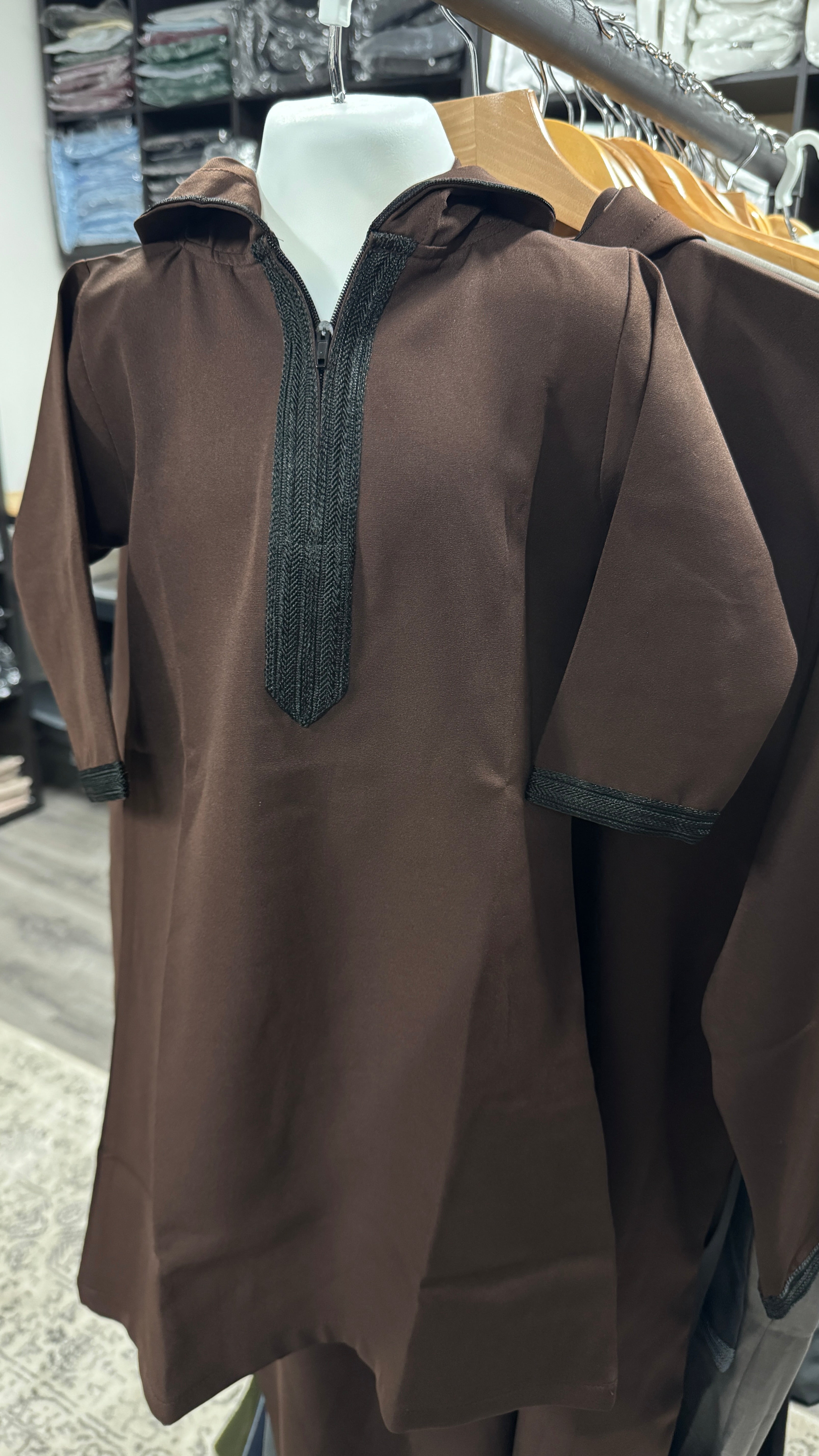 Kids Cinnamon Hooded Djellaba Thobe