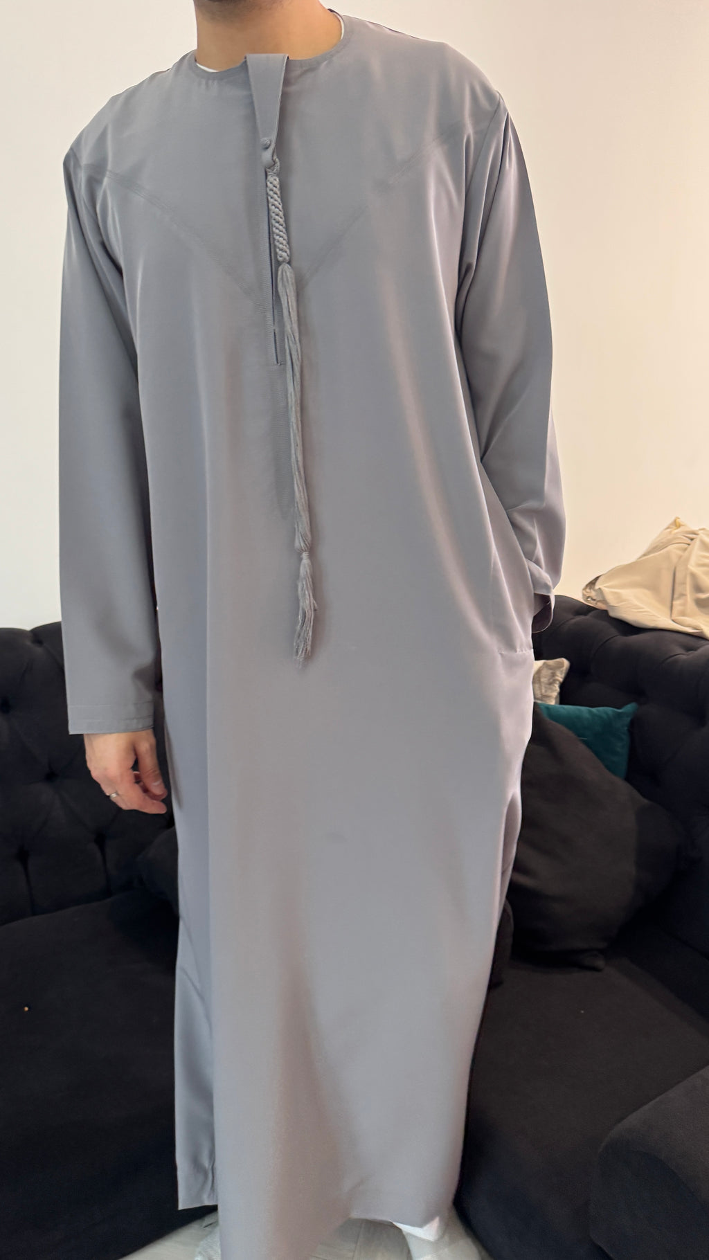 Graphite Grey Zibda Mens Emirati/Omani Zibda Essentials Thobe