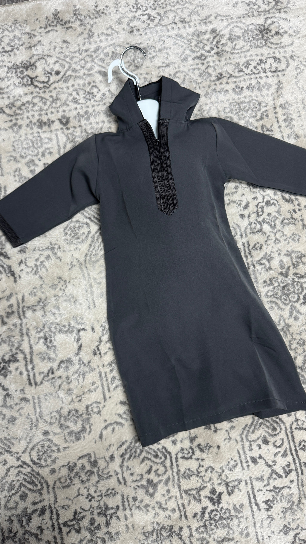 Kids Charcoal Hooded Djellaba Thobe