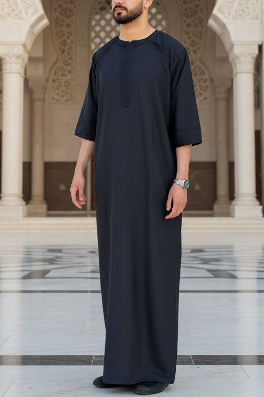 Black Lightweight Half Sleeve Thobe