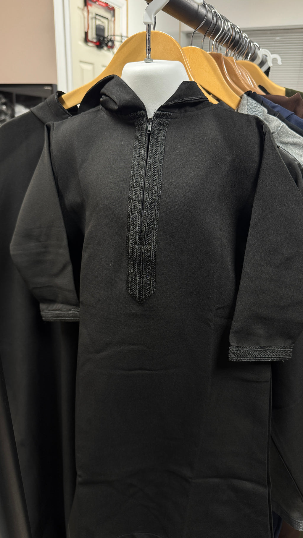 Kids Black Hooded Djellaba Thobe