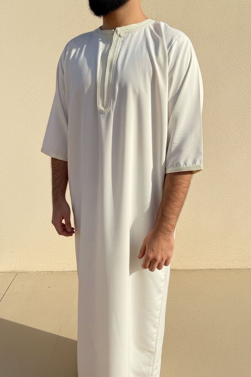 Off-White Lightweight Half Sleeve Thobe