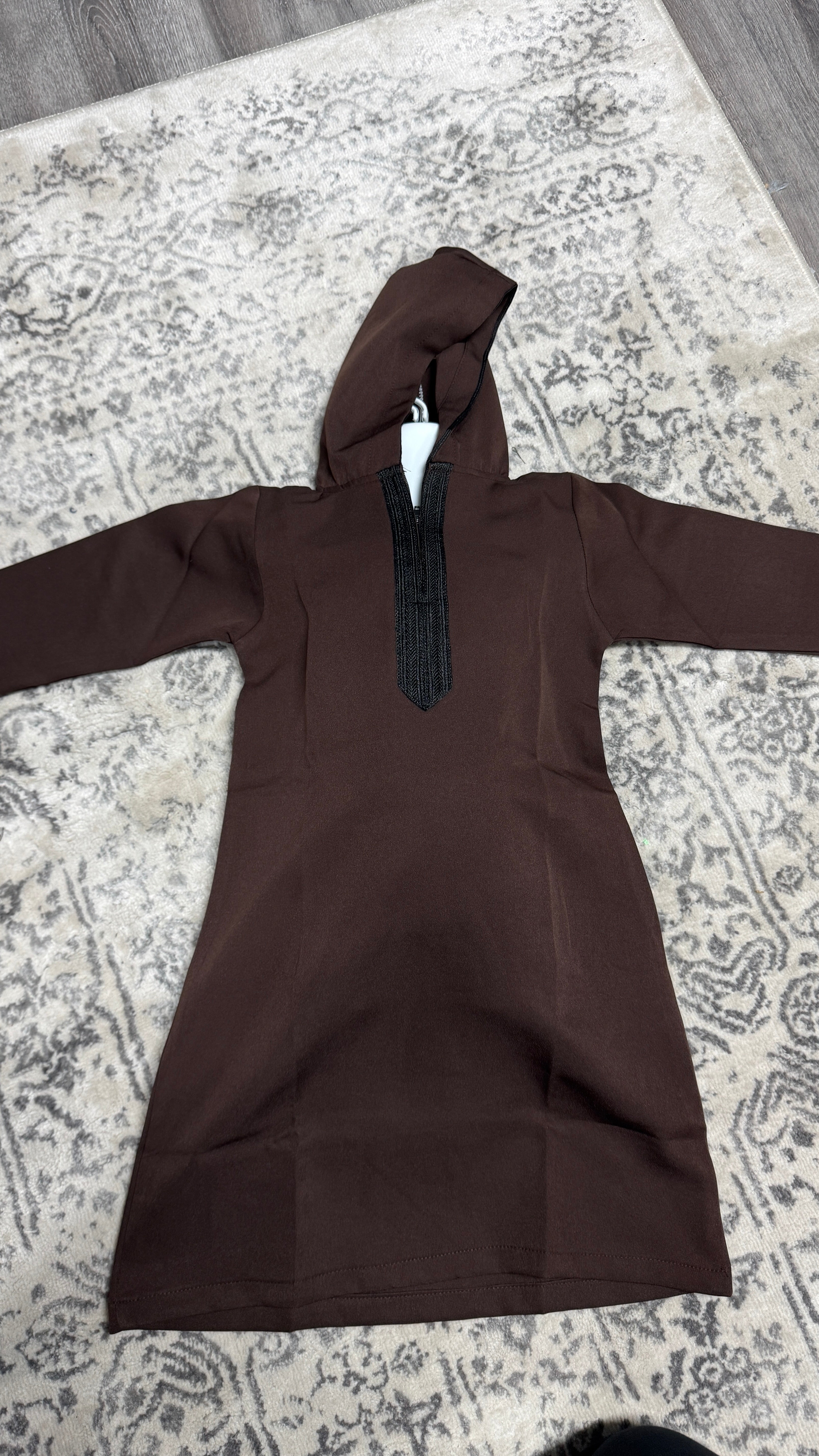 Kids Cinnamon Hooded Djellaba Thobe