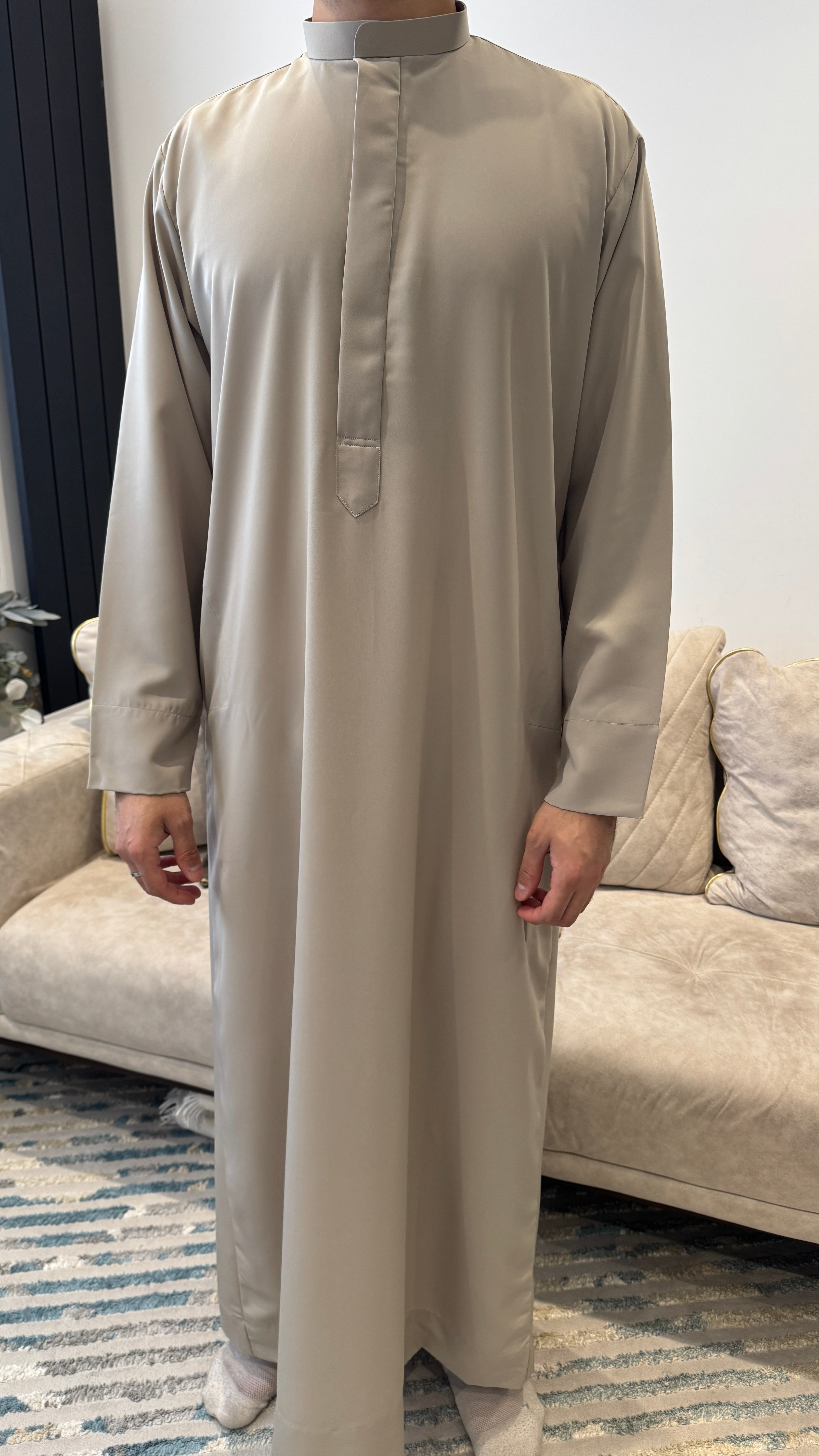 Sand Beige Collared essential Zibda Emirati/Saudi Mens Thobe