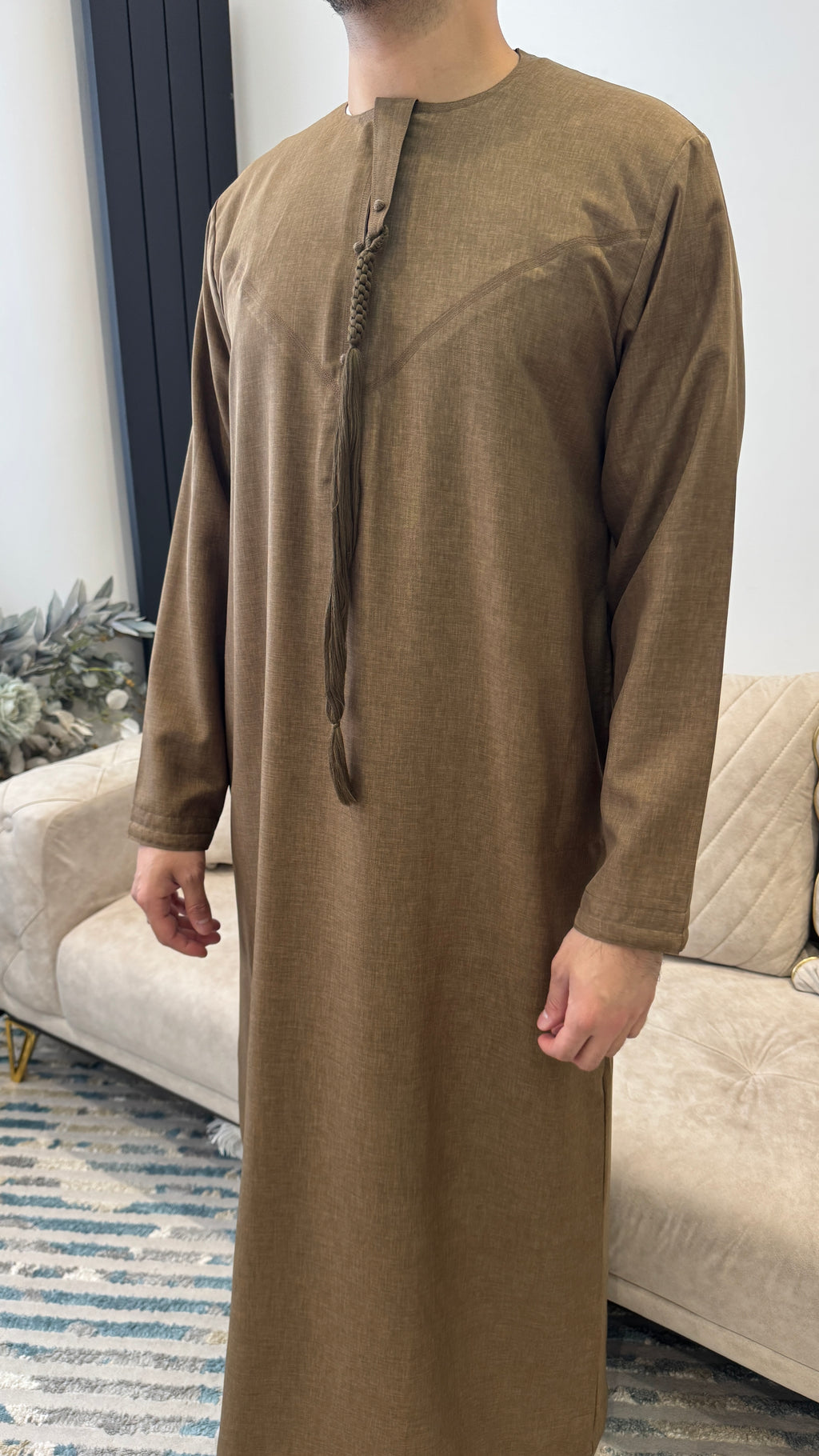 Premium Dune Brown Cotton Emirati Thobe