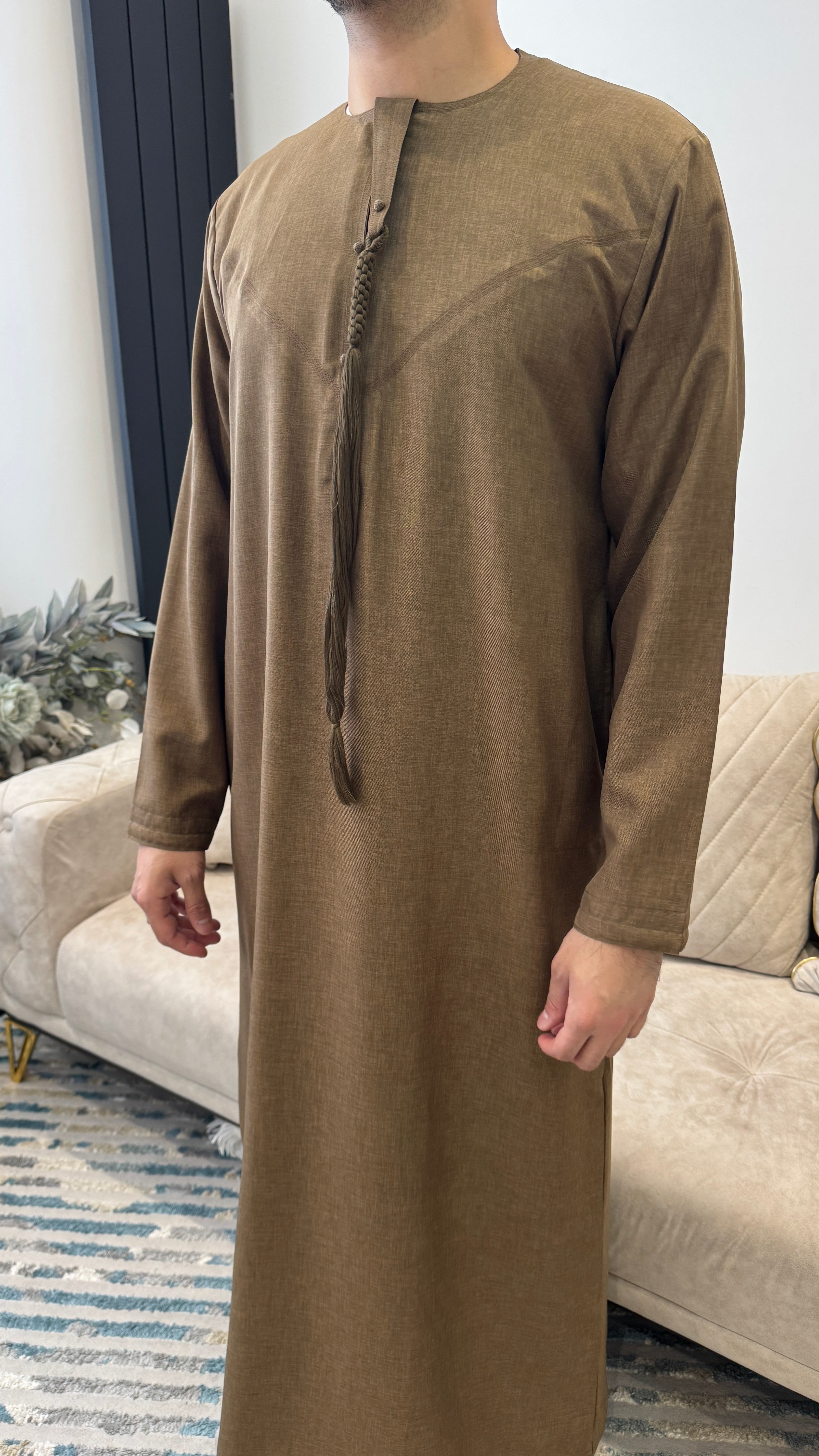 Premium Dune Brown Cotton Emirati Thobe