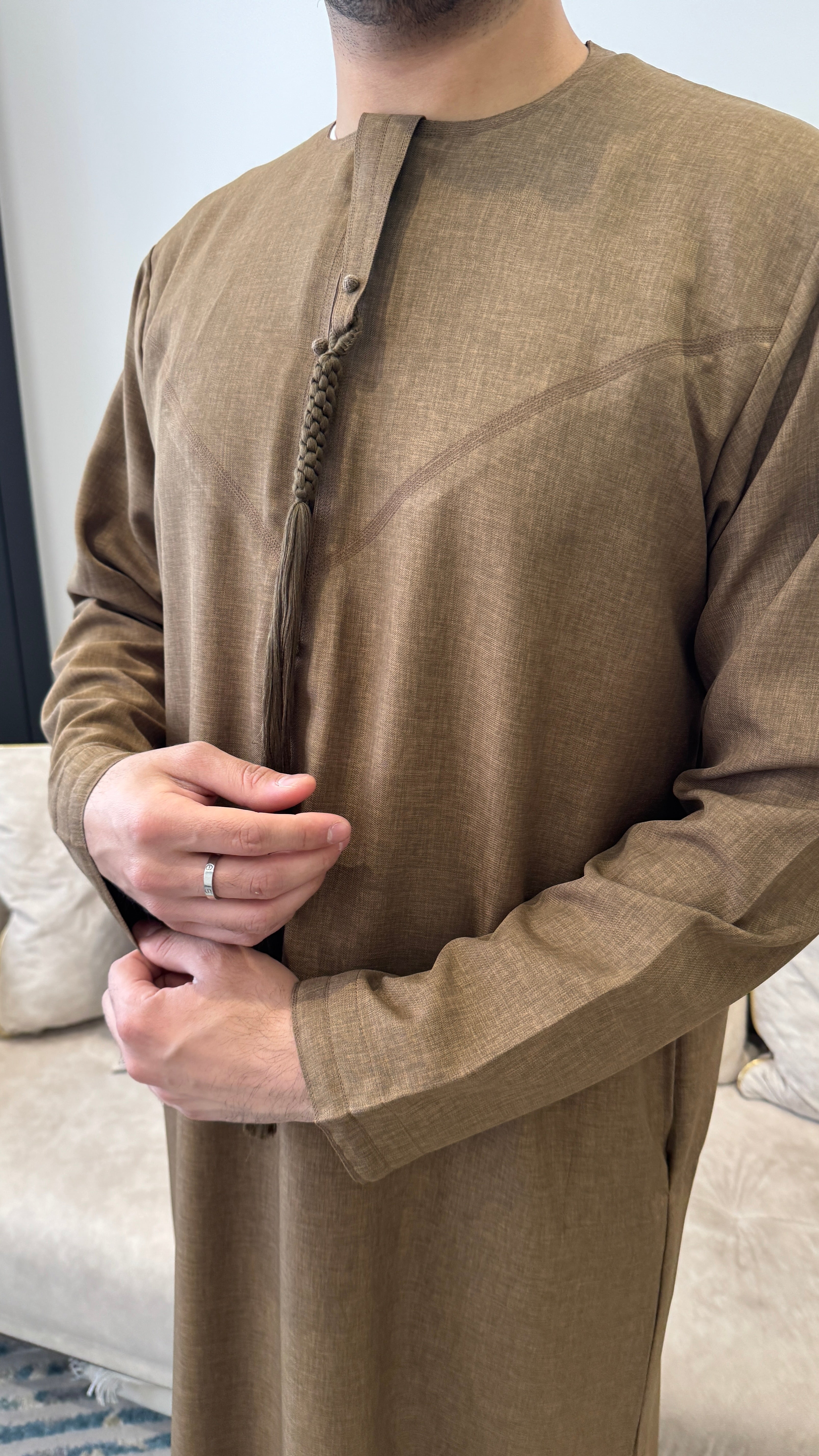 Premium Dune Brown Cotton Emirati Thobe