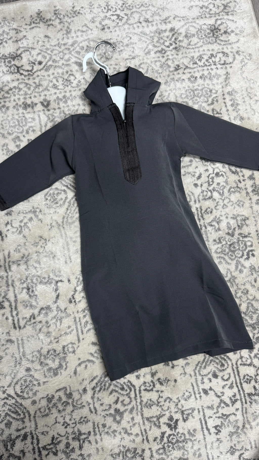 Kids Charcoal Hooded Djellaba Thobe