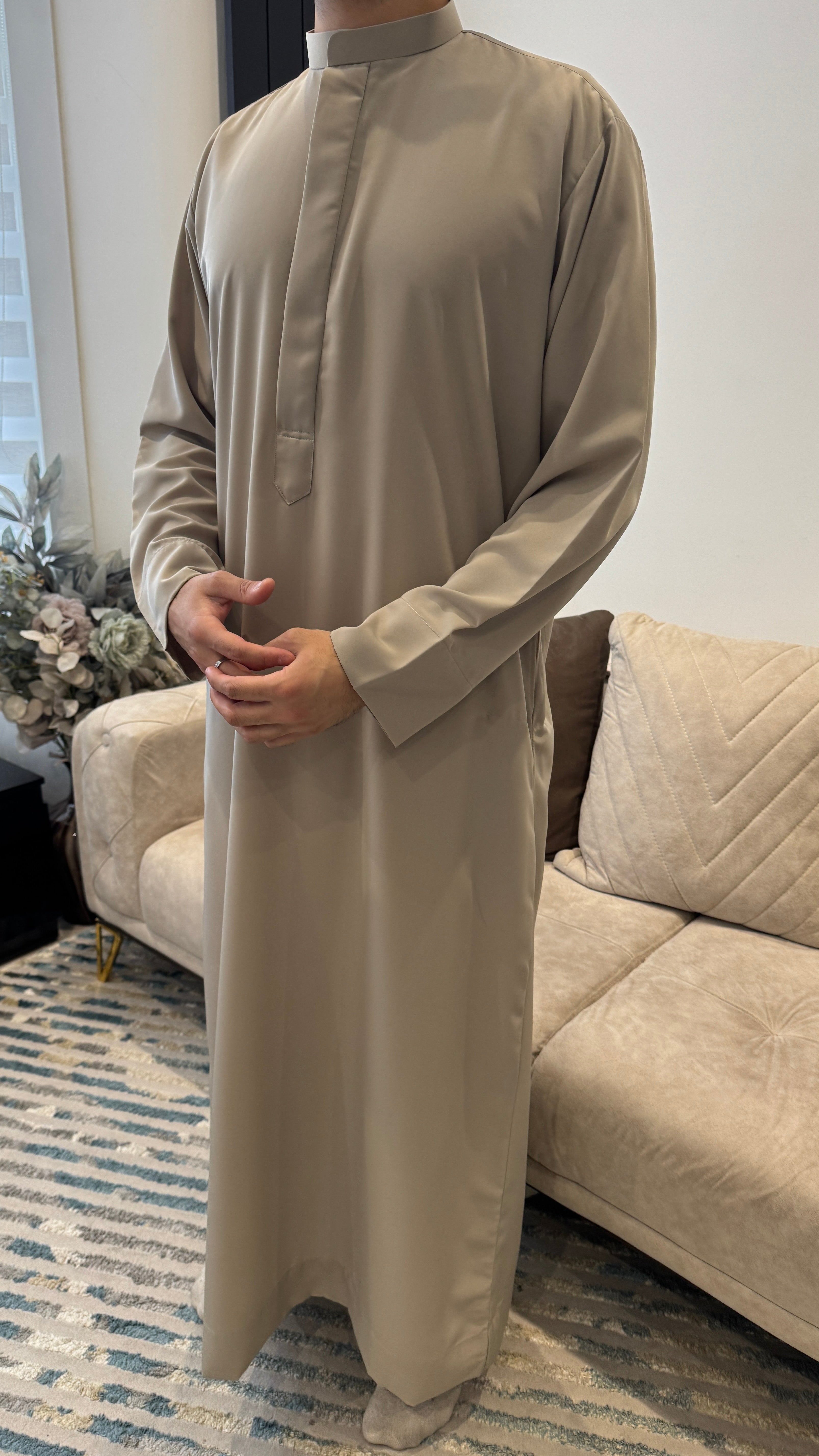 Sand Beige Collared essential Zibda Emirati/Saudi Mens Thobe